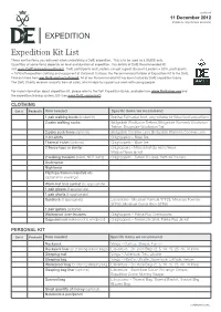 Doe Expedition Kit List