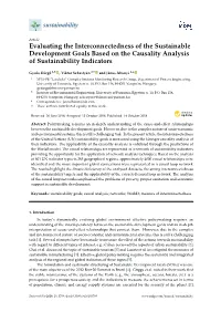 Evaluating the Interconnectedness of the Sustainable Development Goals Based on the Causality Analysis of Sustainability Indicators
