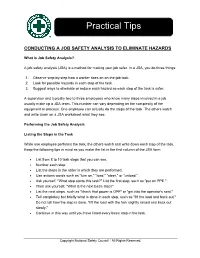 Conducting a Job Safety Analysis to Eliminate Hazards