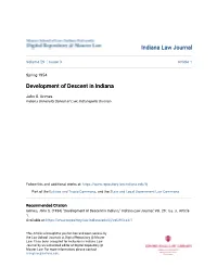 Development of Descent in Indiana