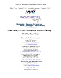 Mars Molniya Orbit Atmospheric Resource Mining