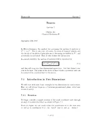 Tensors 7.1 Introduction in Two Dimensions