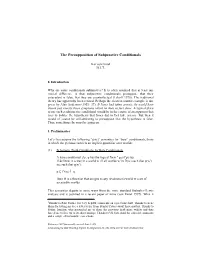 The Presupposition of Subjunctive Conditionals
