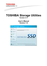 TOSHIBA Storage Utilities Version 3.11