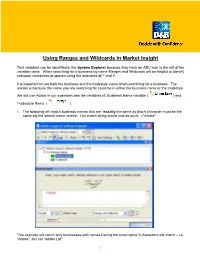 Working with Ranges and Wildcard