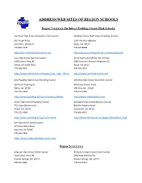 Address/Web Sites of Region Schools