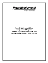 Annual Report on Form 10-K and Selected Shareholder Information