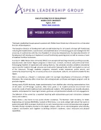 EXECUTIVE DIRECTOR of DEVELOPMENT WEBER STATE UNIVERSITY Ogden, Utah Weber State University