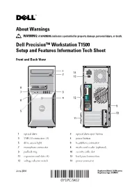 Precision T1500 Setup and Features Information Tech Sheet