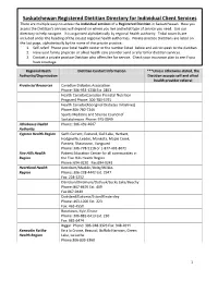 Saskatchewan Registered Dietitian Directory for Individual Client Services