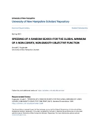 Speeding-Up a Random Search for the Global Minimum of a Non-Convex, Non-Smooth Objective Function