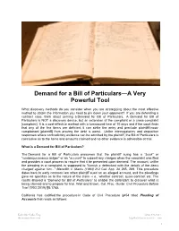 Bill of Particulars—A Very Powerful Tool