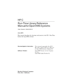 HP C Run-Time Library Reference Manual for Openvms Systems