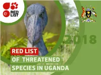 RED LIST of THREATENED SPECIES in UGANDA Availability This Publication Is Available in Hardcopy from MTWA