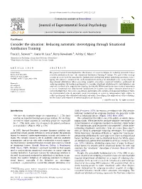 Reducing Automatic Stereotyping Through Situational Attribution Training