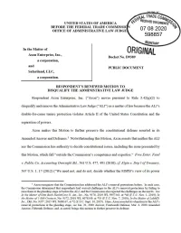 Respondent's Motion to Disqualify the Administrative Law Judge