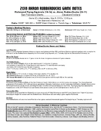 Rubberducks Game Notes 050918