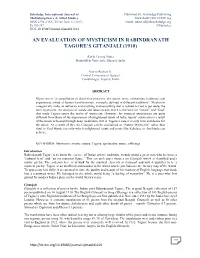 An Evaluation of Mysticism in Rabindranath Tagore's