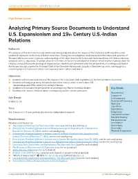 Analyzing Primary Source Documents to Understand U.S. Expansionism and 19Th Century U.S.-Indian Relations