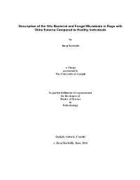 Description of the Otic Bacterial and Fungal Microbiota in Dogs with Otitis Externa Compared to Healthy Individuals