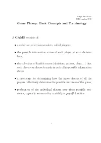 Game Theory: Basic Concepts and Terminology