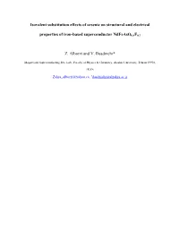 Isovalent Substitution Effects of Arsenic on Structural and Electrical