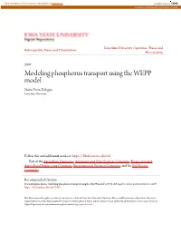 Modeling Phosphorus Transport Using the WEPP Model Mario Perez-Bidegain Iowa State University