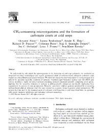 CH4-Consuming Microorganisms and the Formation of Carbonate Crusts at Cold Seeps