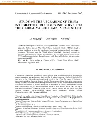 (Ic) Industry up to the Global Value Chain: a Case Study1