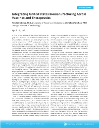 Integrating U.S. Biomanufacturing Infrastructure.Indd
