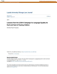Lessons from the LEAD-K Campaign for Language Equality for Deaf and Hard of Hearing Children