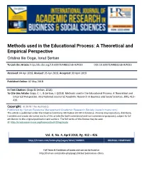 Methods Used in the Educational Process: a Theoretical and Empirical Perspective
