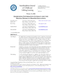Addressing Information Literacy and the Digital Divide in Higher Education