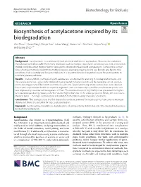 Biosynthesis of Acetylacetone Inspired by Its Biodegradation