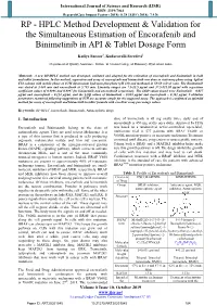 RP - HPLC Method Development & Validation for the Simultaneous Estimation of Encorafenib and Binimetinib in API & Tablet Dosage Form