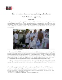 Cuba in the Time of Coronavirus: Exploiting a Global Crisis