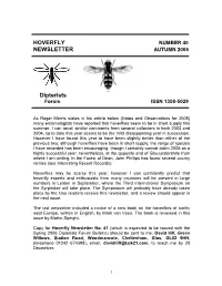 HOVERFLY NEWSLETTER Dipterists
