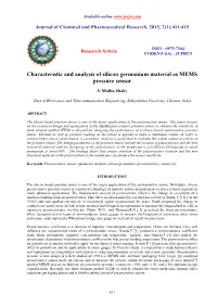 Characteristic and Analysis of Silicon Germanium Material As MEMS Pressure Sensor