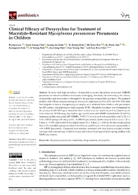 Clinical Efficacy of Doxycycline for Treatment of Macrolide-Resistant