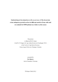 Epidemiological Investigations on the Occurrence of Mycobacterium