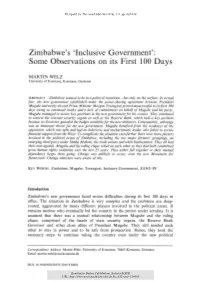 'Inclusive Government' : Some Observations on Its First 100 Days