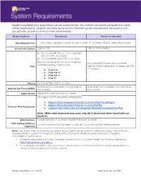 Specification Minimum Recommended