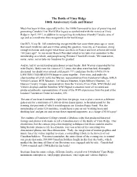 The Battle of Vimy Ridge 100Th Anniversary Gala and Dinner
