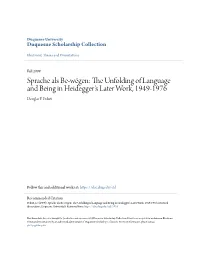 The Unfolding of Language and Being in Heidegger's Later Work, 1949-1976