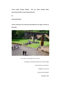 Acting Locally, Thinking Globally: How Are World Heritage Values Communicated Within the Onsite Learning Process? By