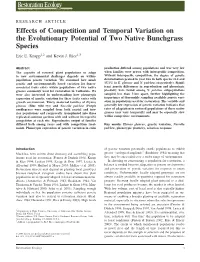 Effects of Competition and Temporal Variation on the Evolutionary Potential of Two Native Bunchgrass Species