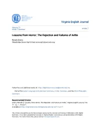 Lessons from Horror: the Rejection and Failures of Arête