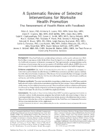 A Systematic Review of Selected Interventions for Worksite Health Promotion the Assessment of Health Risks with Feedback