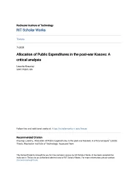 Allocation of Public Expenditures in the Post-War Kosovo: a Critical Analysis