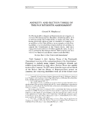Amnesty and Section Three of the Fourteenth Amendment
